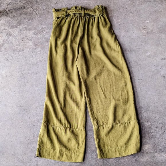 J. Crew Olive Green Drapey Paper Bag Wide Leg Pants size 12 - Picture 7 of 7